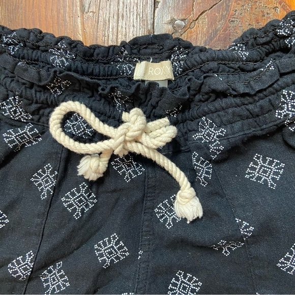 Roxy Women’s Linen Viscose Shorts Size L Black Drawstring Waist Beach Surf Sand - Picture 3 of 12